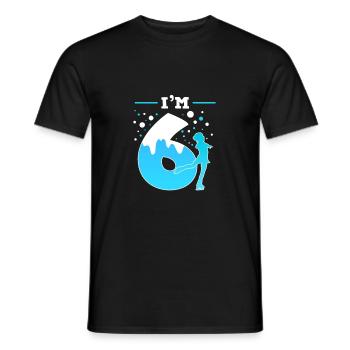 Schlittschuh Eislauf 6. Kindergeburtstag - Männer T-Shirt - Schwarz - Vorne - AI Model Male 178 light (178cm)