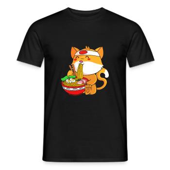 Maneki Neko Japan Glücksbringer - Männer T-Shirt - Schwarz - Vorne - AI Model Male 178 light (178cm)