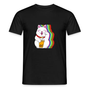 T-shirt Maneki Neko Japan Lucky Charm Boba - T-shirt homme - noir - Devant - AI Model Male 178 light (178cm)