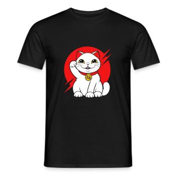 Maneki Neko Japan Glücksbringer - Männer T-Shirt - Schwarz - Vorne - AI Model Male 178 light (178cm)