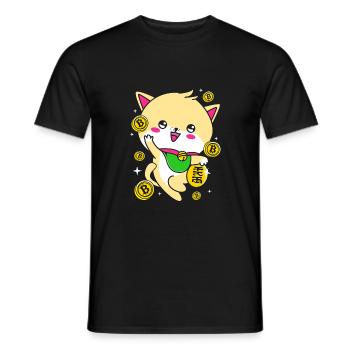 Maneki Neko Japan Glücksbringer - Männer T-Shirt - Schwarz - Vorne - AI Model Male 178 light (178cm)