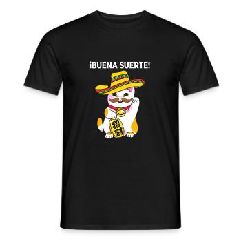 Maneki Neko Japan Glücksbringer - Männer T-Shirt - Schwarz - Vorne - AI Model Male 178 light (178cm)