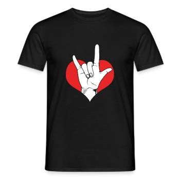 Langue des signes ASL sourd - T-shirt homme - noir - Devant - AI Model Male 178 light (178cm)