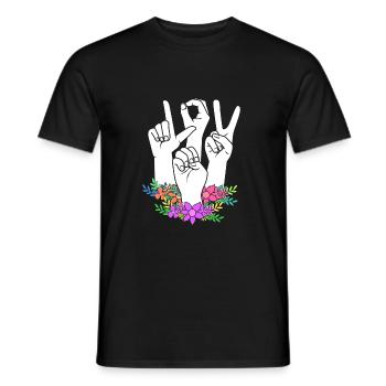 Langue des signes ASL sourd - T-shirt homme - noir - Devant - AI Model Male 178 light (178cm)