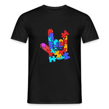 Langue des signes ASL sourd - T-shirt homme - noir - Devant - AI Model Male 178 light (178cm)