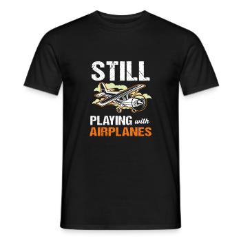 Pilot Airplane - Men's T-Shirt - black - Front - AI Model Male 178 light (178cm)