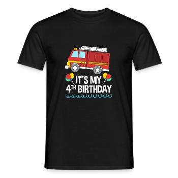 Fire Truck Children's Birthday Party - Men's T-Shirt - black - Front - AI Model Male 178 light (178cm)