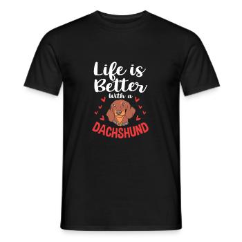 Dachshund - Men's T-Shirt - black - Front - AI Model Male 178 light (178cm)