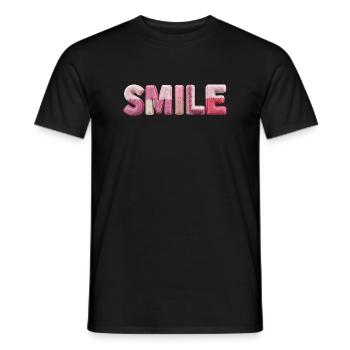 Plush Smile Lettering Patchwork Trend - Men's T-Shirt - black - Front - AI Model Male 178 light (178cm)