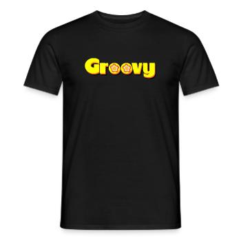 Groovy 70s Flower Blossom - Men's T-Shirt - black - Front - AI Model Male 178 light (178cm)