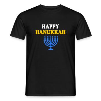 HAPPY HANUKKAH - Männer T-Shirt - Schwarz - Vorne - AI Model Male 178 light (178cm)