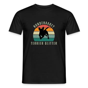 Terrier Glitter Retro Sunset - Männer T-Shirt - Schwarz - Vorne - AI Model Male 178 light (178cm)