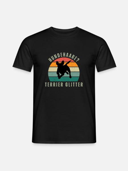 Terrier Glitter Retro Sunset - Männer T-Shirt - Schwarz