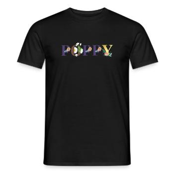 Poppy Name Art With Flowers Embroidered - Men's T-Shirt - black - Front - AI Model Male 178 light (178cm)