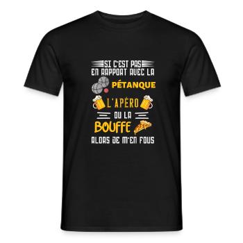 Pétanque apéro bouffe - T-shirt homme - noir - Devant - AI Model Male 178 light (178cm)