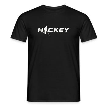 Hockey Silhouette Schriftzug Eishockey - Men's T-Shirt - black - Front - AI Model Male 178 light (178cm)