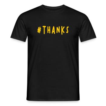 THANK YOU. THANKS. THANK YOU. ANNIVERSARY. BIRTH. - Men's T-Shirt - black - Front - AI Model Male 178 light (178cm)