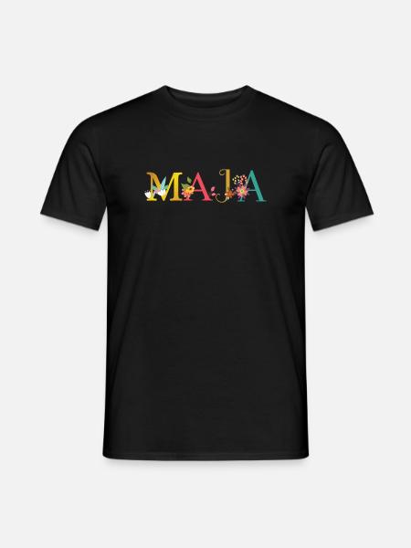 MAJA Name mit Blumen geschmückt - Männer T-Shirt - Schwarz