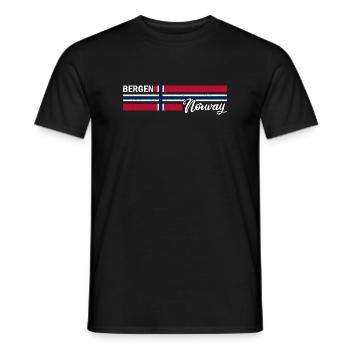 Bergen - Norway Flag - Norge - Norwegen Flagge - Men's T-Shirt - black - Front - AI Model Male 178 light (178cm)