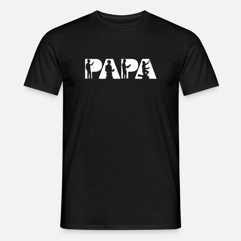 Papa Engineer Bau-Silhouetten - Männer T-Shirt - Schwarz