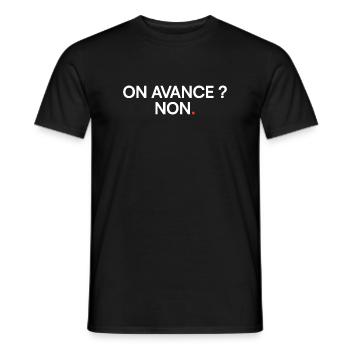 On avance non humour réunion bureau - T-shirt homme - noir - Devant - AI Model Male 178 light (178cm)