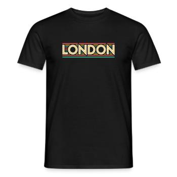 LONDON Retro Neon on Colored Stripes - Men's T-Shirt - black - Front - AI Model Male 178 light (178cm)
