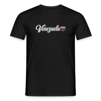 Venezuela Script with Flag Heart Love - Men's T-Shirt - black - Front - AI Model Male 178 light (178cm)