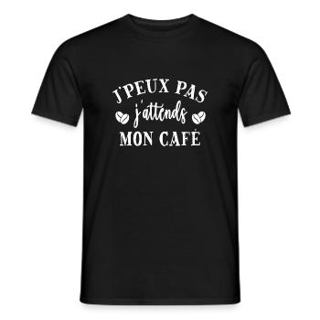 J'peux pas j'attends mon café - T-shirt homme - noir - Devant - AI Model Male 178 light (178cm)