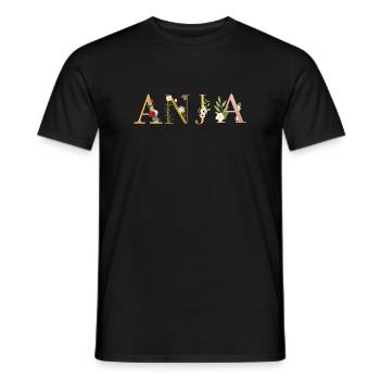 ANJA Nom décoré de fleurs - T-shirt homme - noir - Devant - AI Model Male 178 light (178cm)