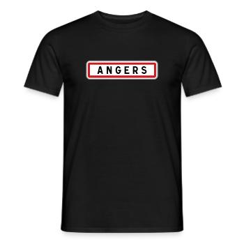 Panneau d'entrée de ville de Angers Maine-et-Loire - T-shirt homme - noir - Devant - AI Model Male 178 light (178cm)