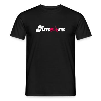 Amore Love Love Italy Fan Roller Police Cursive - T-shirt homme - noir - Devant - AI Model Male 178 light (178cm)