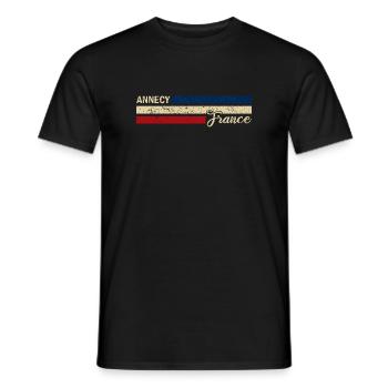 France - Annecy - France - Drapeau - Rayures - T-shirt homme - noir - Devant - AI Model Male 178 light (178cm)