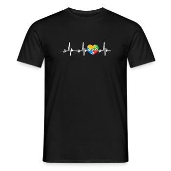 Sensibilisation à l’autisme Battements de cœur - T-shirt homme - noir - Devant - AI Model Male 178 light (178cm)