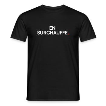En surchauffe humour fatigue travail - T-shirt homme - noir - Devant - AI Model Male 178 light (178cm)