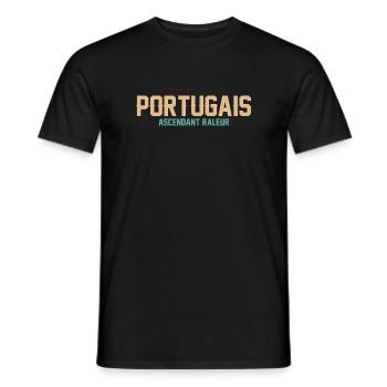 Portugais Ascendant Raleur T-Shirt Cadeau Humour - T-shirt homme - noir - Devant - AI Model Male 178 light (178cm)