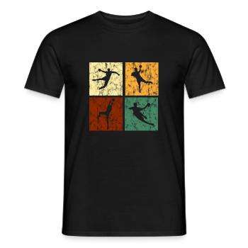 Handball retro squares for men grunge - Men's T-Shirt - black - Front - AI Model Male 178 light (178cm)