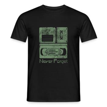 Never Forget Funny Floppy Disk VHS TAPE 80's 90's - Men's T-Shirt - black - Front - AI Model Male 178 light (178cm)