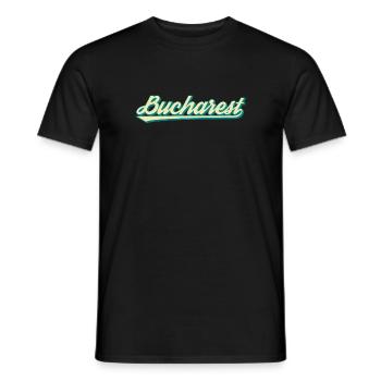 Bucharest Retro Script - Men's T-Shirt - black - Front - AI Model Male 178 light (178cm)