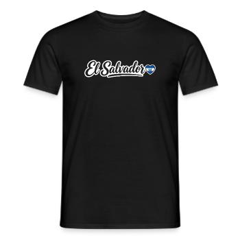 El Salvador Script with Flag Heart Patriotic - Men's T-Shirt - black - Front - AI Model Male 178 light (178cm)