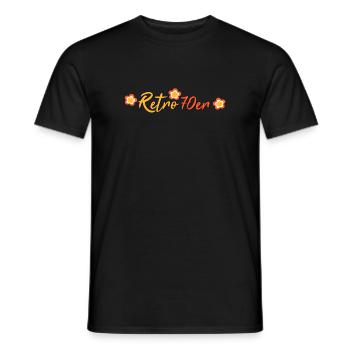 70er Jahre Blume Blüte - Männer T-Shirt - Schwarz - Vorne - AI Model Male 178 light (178cm)