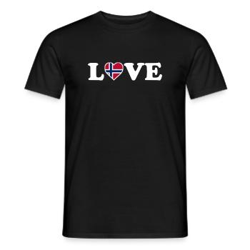 Love - Norway Flag - Norge - Norwegen - Men's T-Shirt - black - Front - AI Model Male 178 light (178cm)