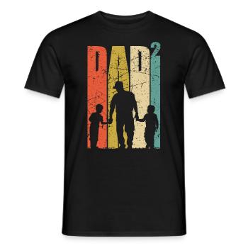 Dad shirt two sons two times father gift - Men's T-Shirt - black - Front - AI Model Male 178 light (178cm)