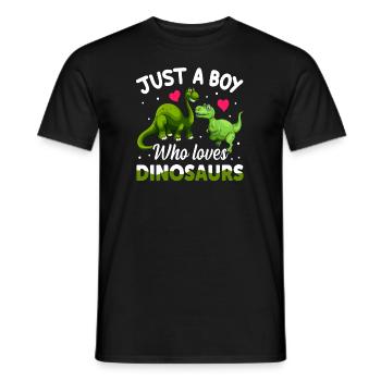 Only a boy who loves dinosaurs - Men's T-Shirt - black - Front - AI Model Male 178 light (178cm)