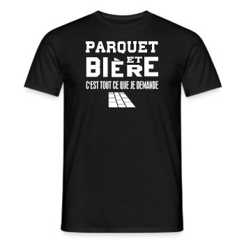Parquet et bière c'est tout ce que je demande - T-shirt homme - noir - Devant - AI Model Male 178 light (178cm)