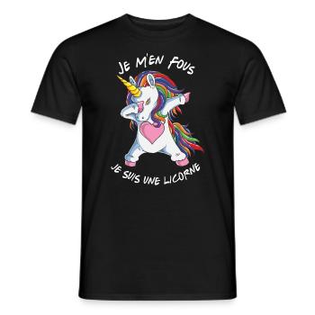 Je M'en Fous Je suis Une Licorne - T-shirt homme - noir - Devant - AI Model Male 178 light (178cm)