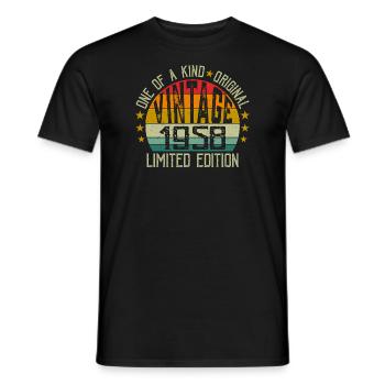 Vintage Né en 1958 Rétro Cadeau Anniversaire 1958 - T-shirt homme - noir - Devant - AI Model Male 178 light (178cm)