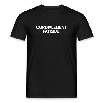 Cordialement fatigué. Humour bureau minimaliste - T-shirt homme - noir - Devant - AI Model Male 178 light (178cm)