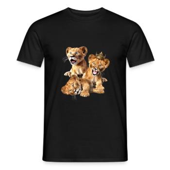 3 little lions, lion children, lion cubs - Men's T-Shirt - black - Front - AI Model Male 178 light (178cm)