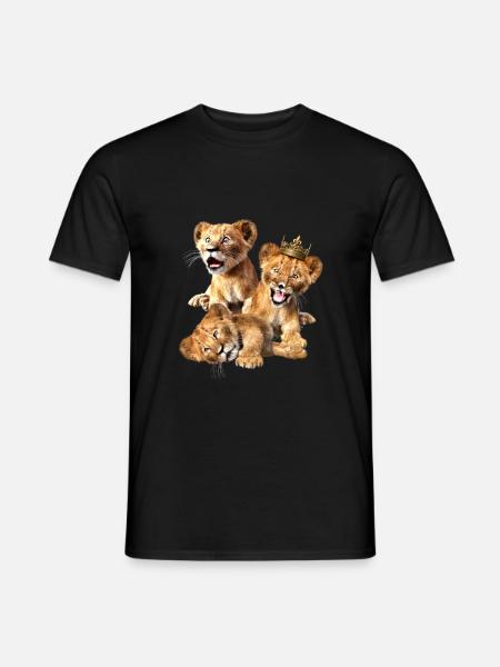 3 pequeños leones, niños león, cachorros de león - Camiseta hombre - negro