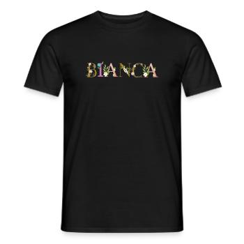 BIANCA Name decorated with flowers - Men's T-Shirt - black - Front - AI Model Male 178 light (178cm)